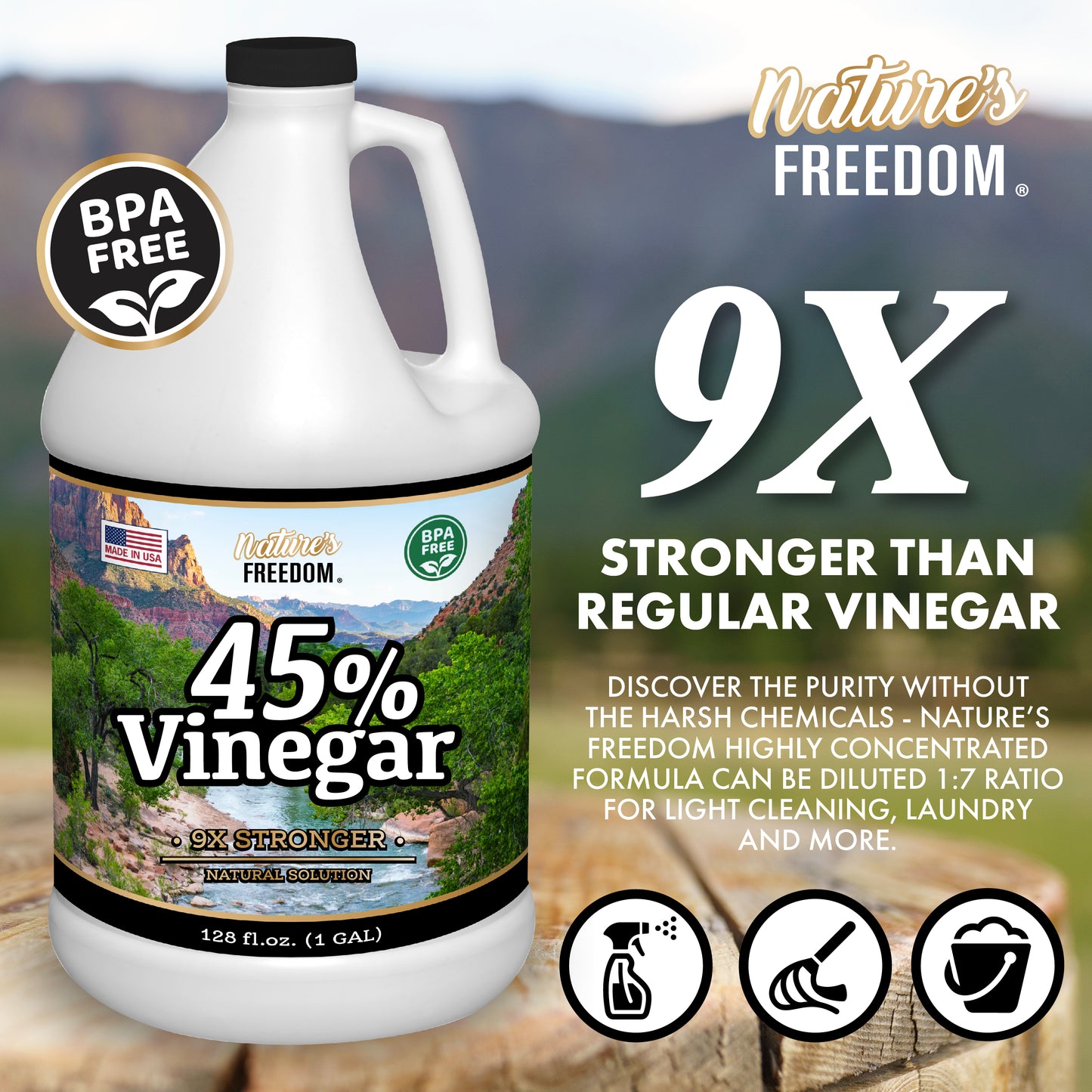 45% High Strength Vinegar (2 Gallons) 9x Strength Multi-Purpose Solution