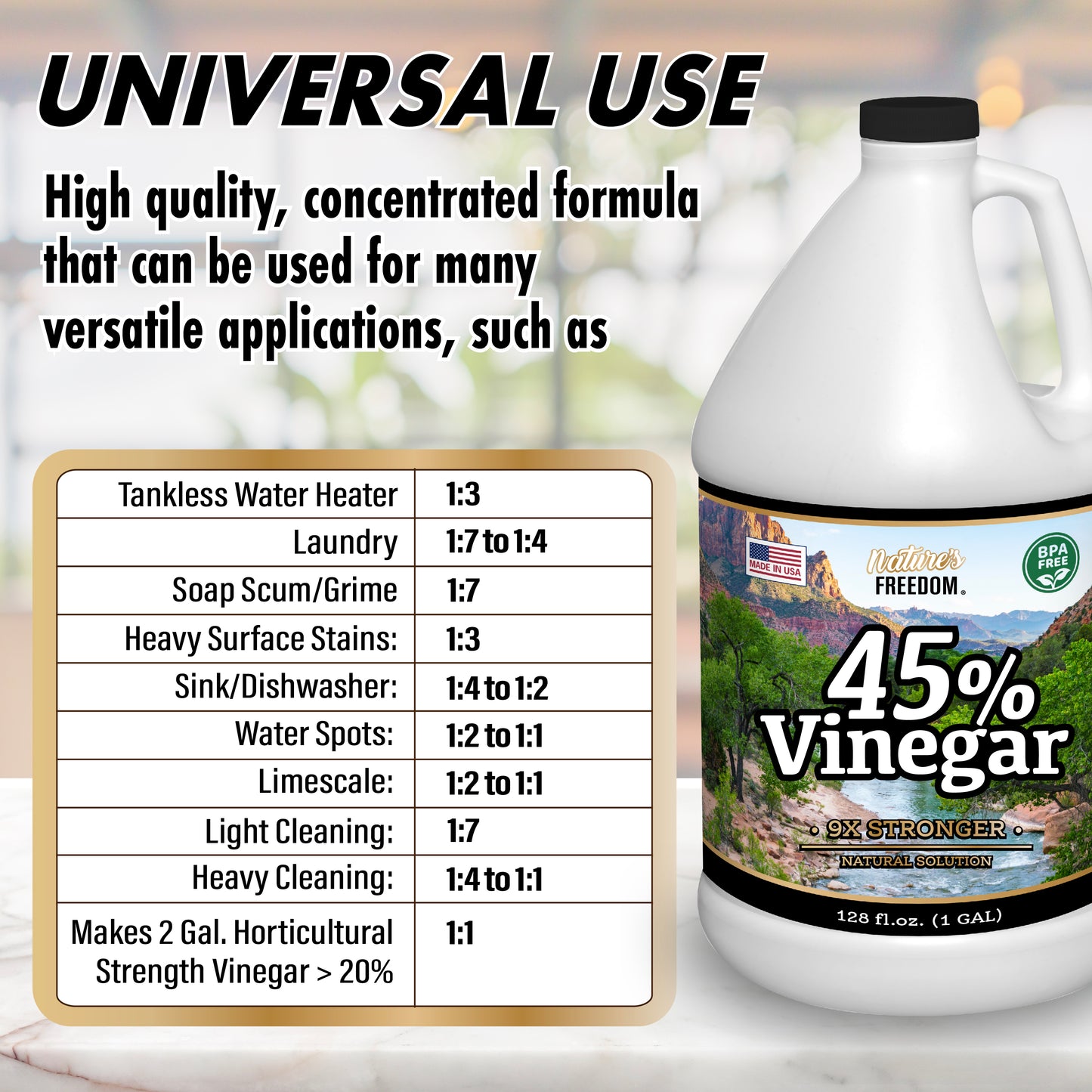 45% High Strength Vinegar (1 Gallon) 9x Strength Multi-Purpose Solution