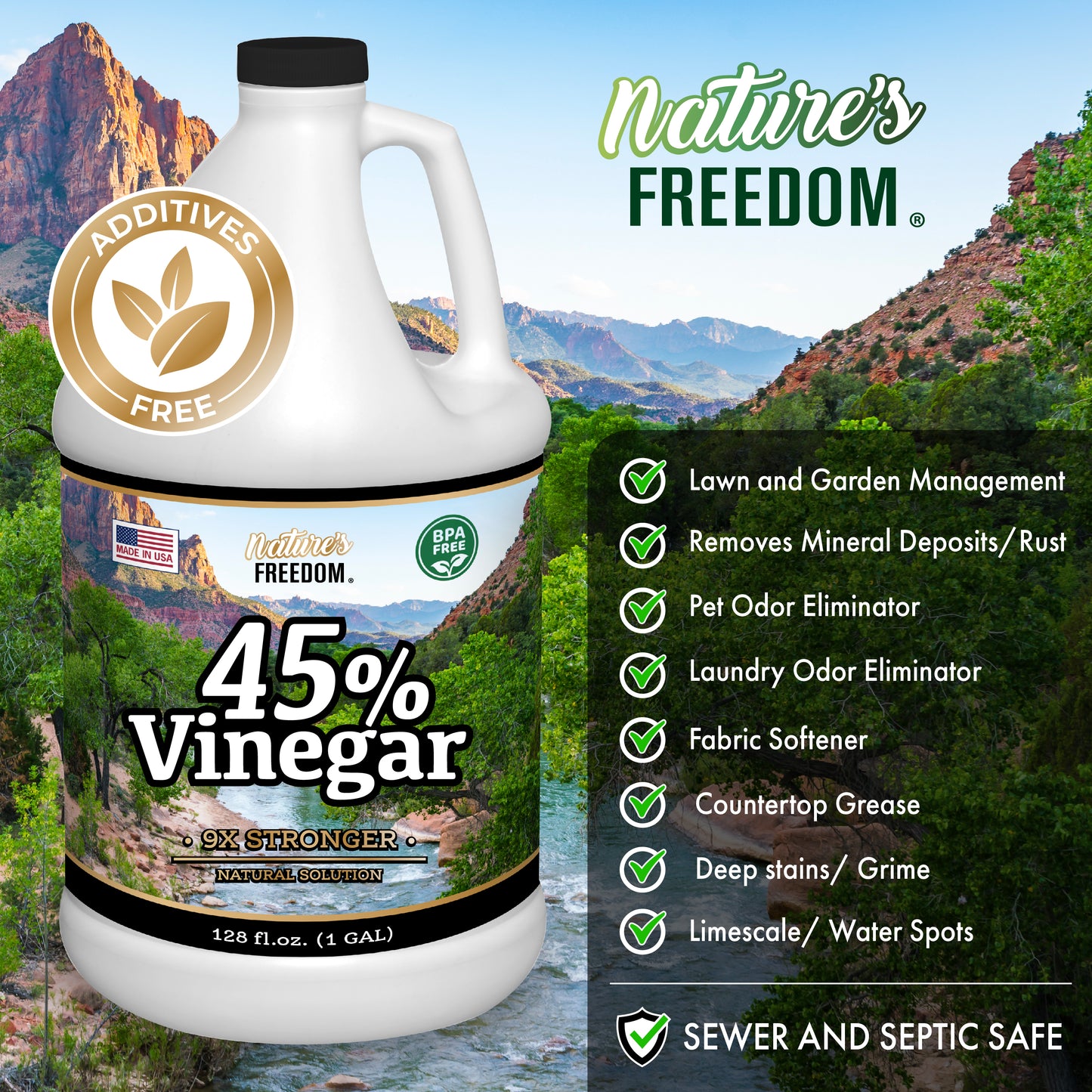 45% High Strength Vinegar (1 Gallon) 9x Strength Multi-Purpose Solution