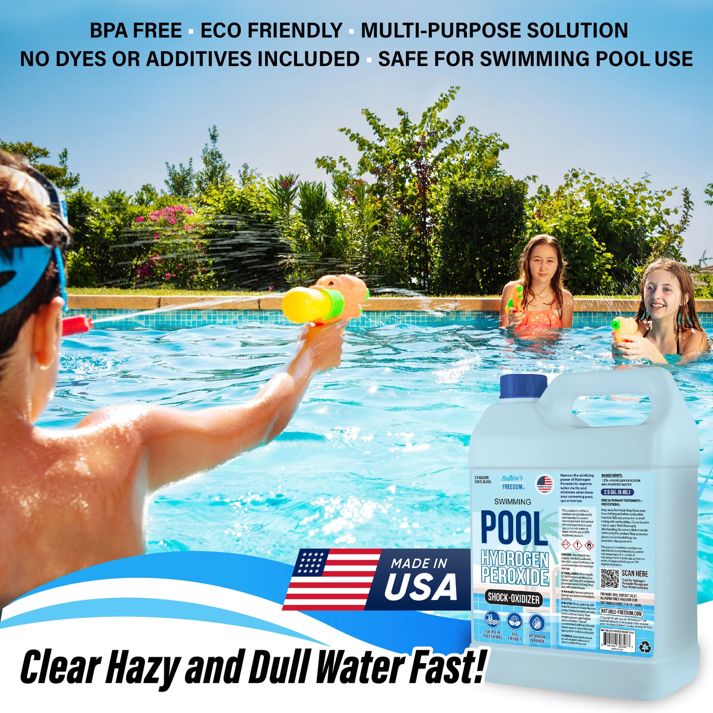 12% Hydrogen Peroxide Swimming Pool and Spa Non-Chlorine Shock-Oxidizer (2.5 Gallon)