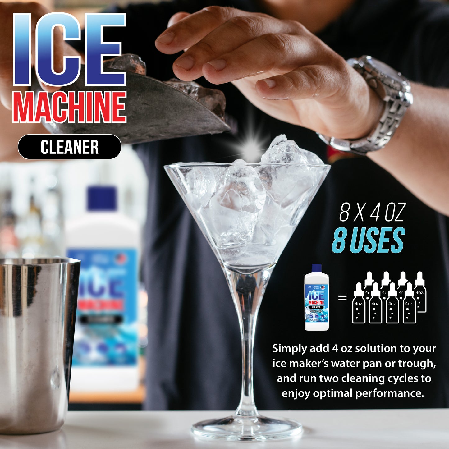 1 Quart Ice Machine Cleaner - Nickel-Safe Formula for Home and Commercial Use