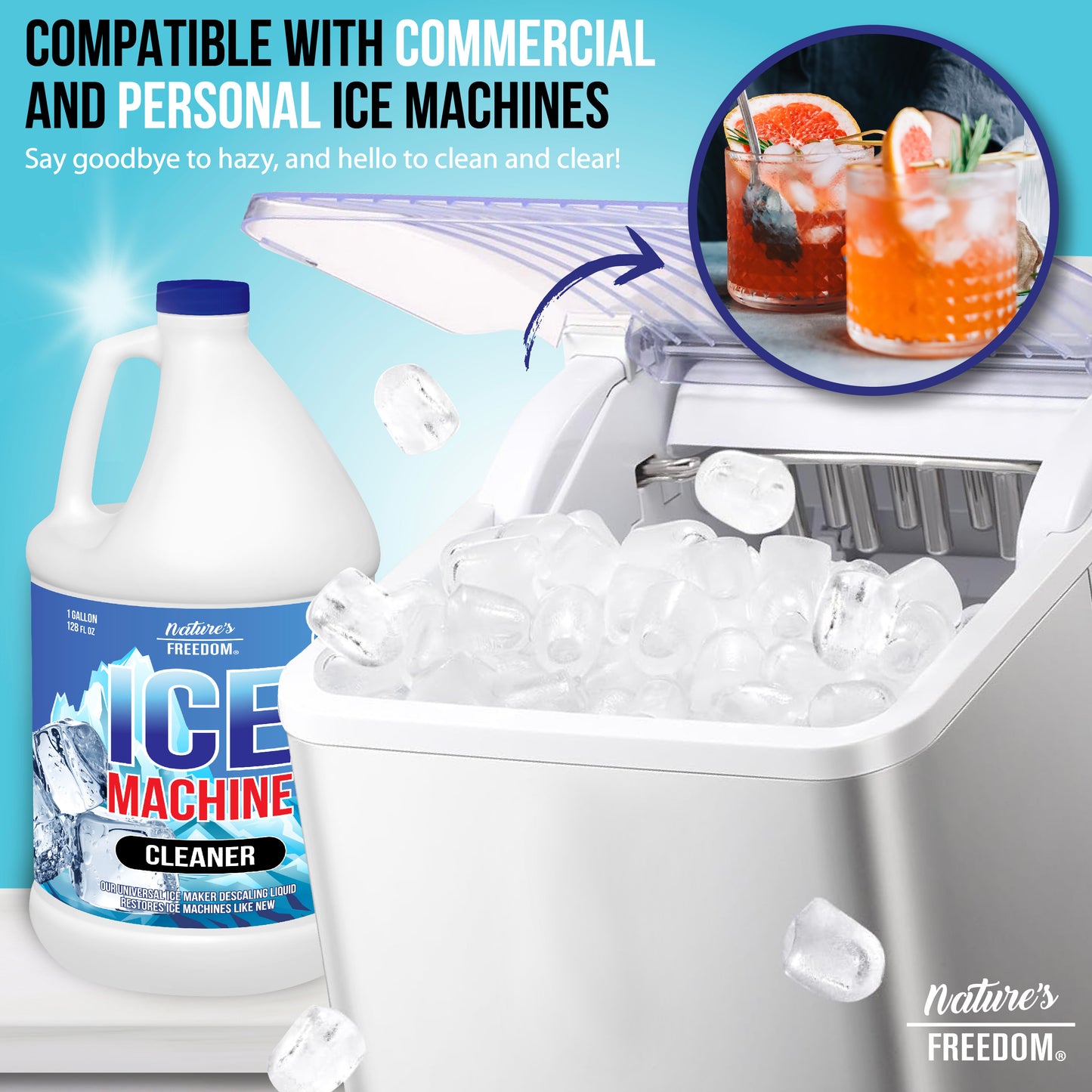 1 Gallon Ice Machine Descaler - Nickel-Safe Solution for Limescale-Free Ice Making