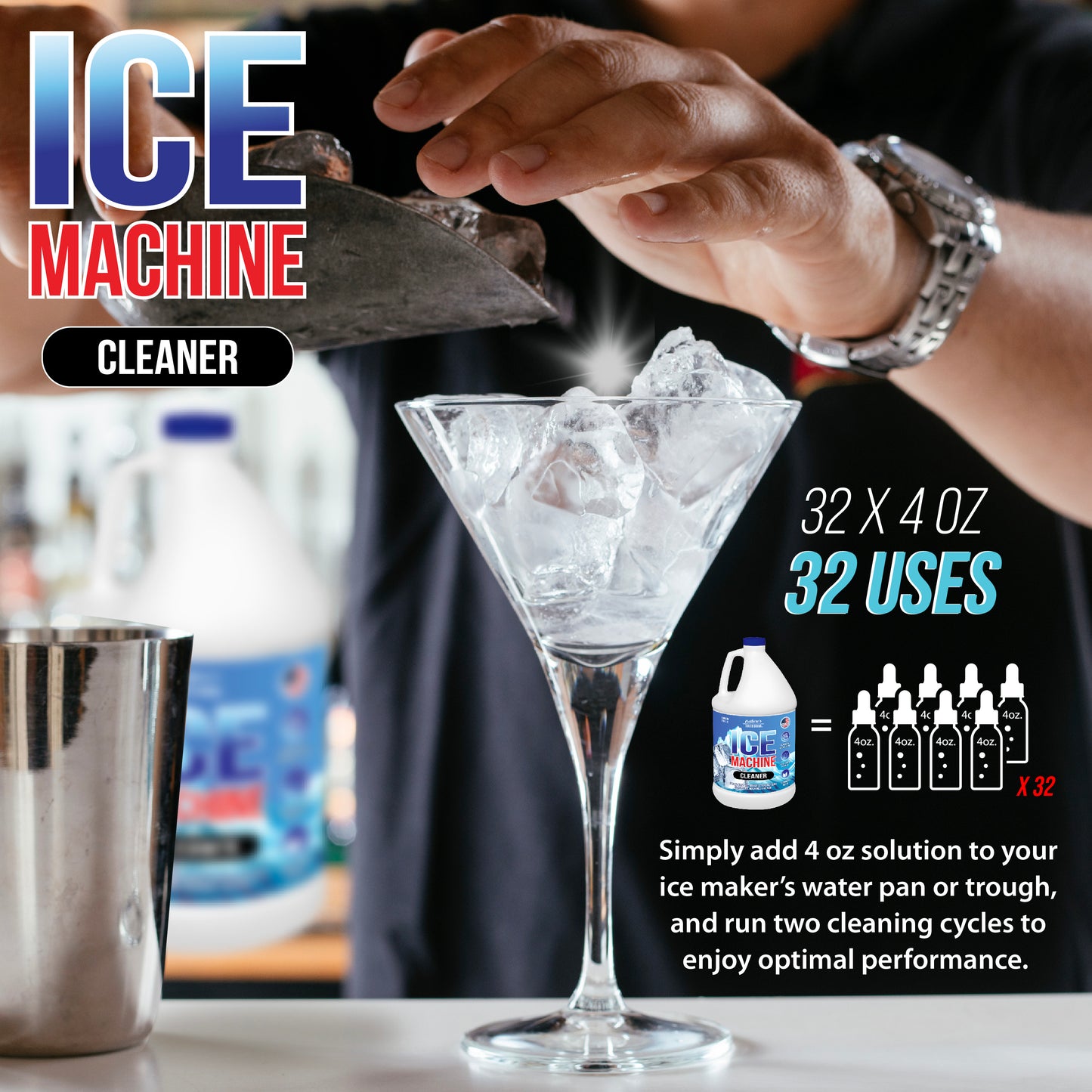 1 Gallon Ice Machine Descaler - Nickel-Safe Solution for Limescale-Free Ice Making