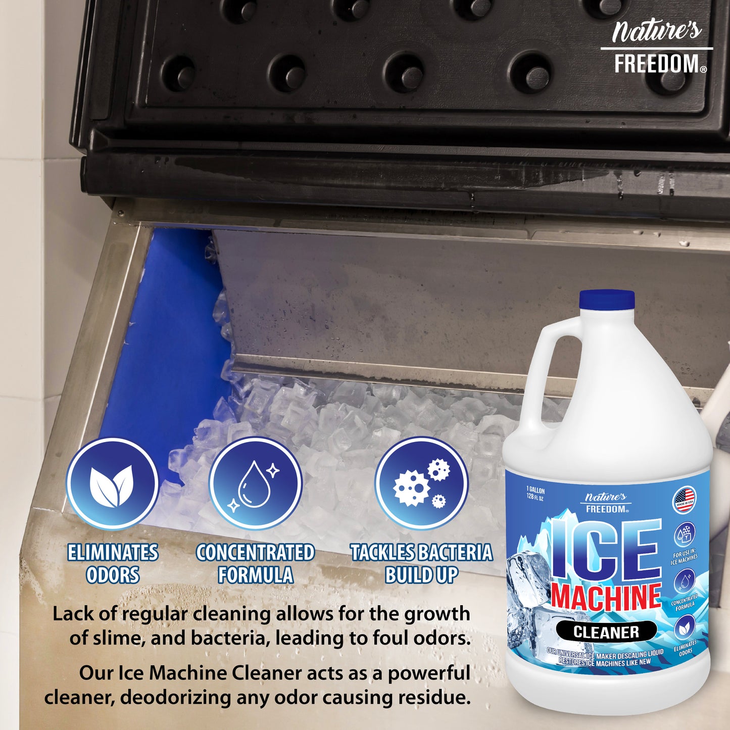 1 Gallon Ice Machine Descaler - Nickel-Safe Solution for Limescale-Free Ice Making